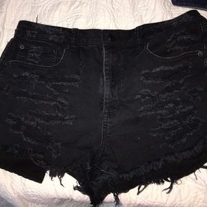 black jean shorts